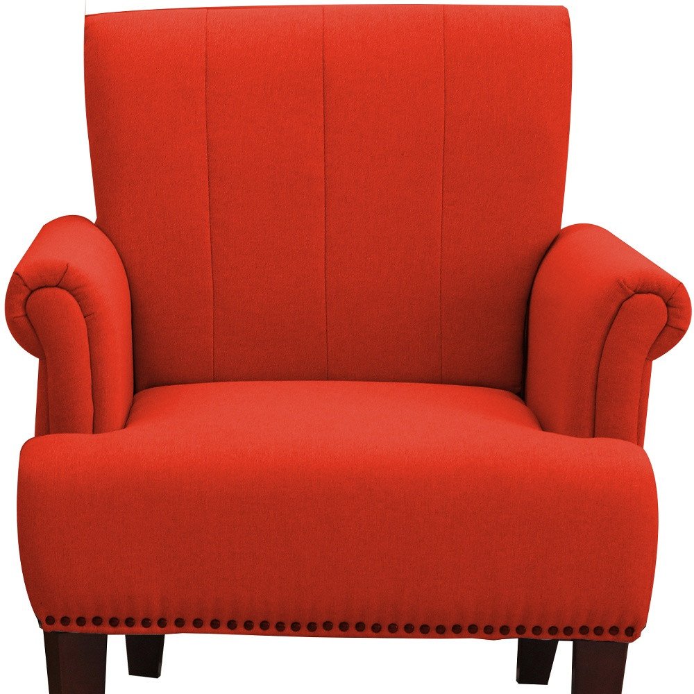 30" Orange and Brown Upholstered Arm Chair HomeRoots