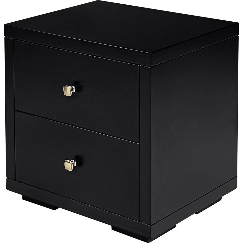 19" Black Solid and Manufactured Wood Two Drawer Nightstand HomeRoots