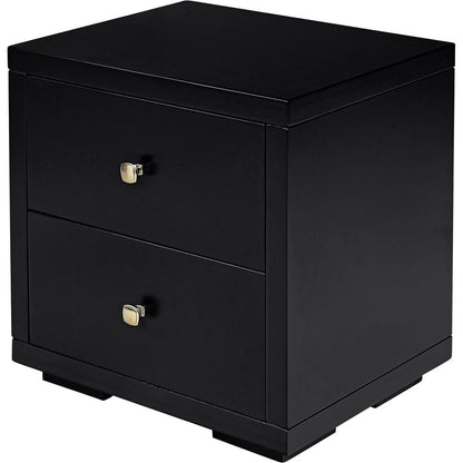 19" Black Solid and Manufactured Wood Two Drawer Nightstand HomeRoots