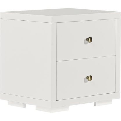19" Black Solid and Manufactured Wood Two Drawer Nightstand HomeRoots