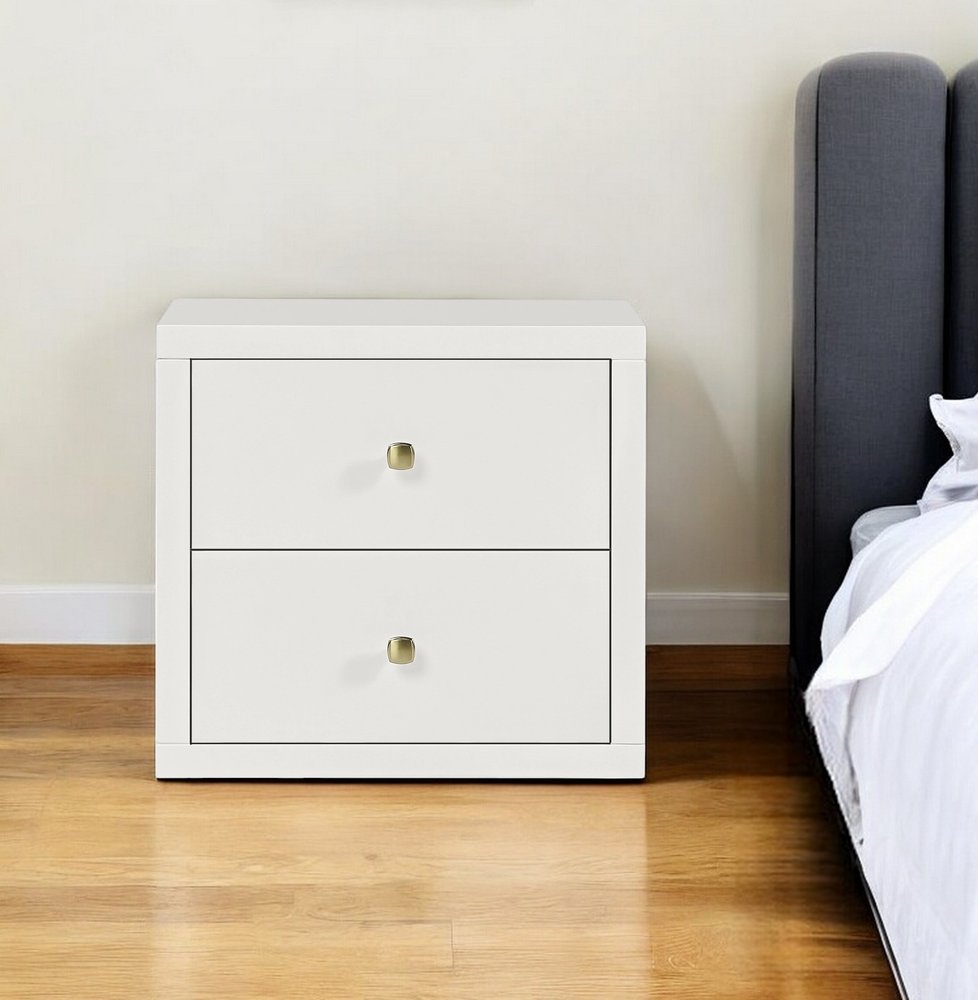 19" Brown Solid and Manufactured Wood Two Drawer Nightstand HomeRoots