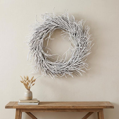28" White Willow Dried Wreath HomeRoots