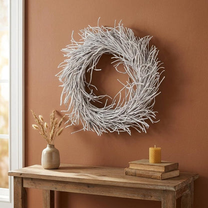 28" White Willow Dried Wreath HomeRoots