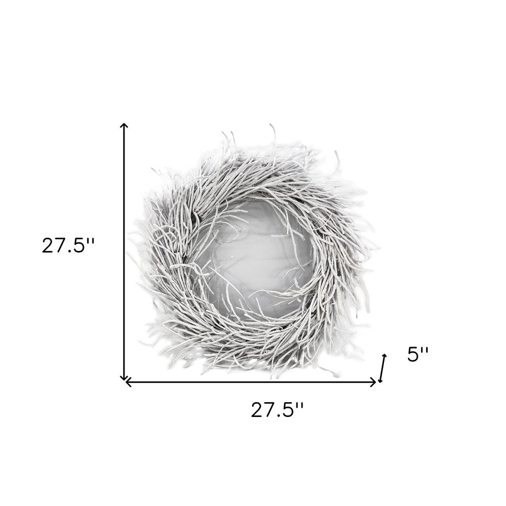 28" White Willow Dried Wreath HomeRoots