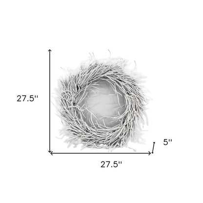 28" White Willow Dried Wreath HomeRoots