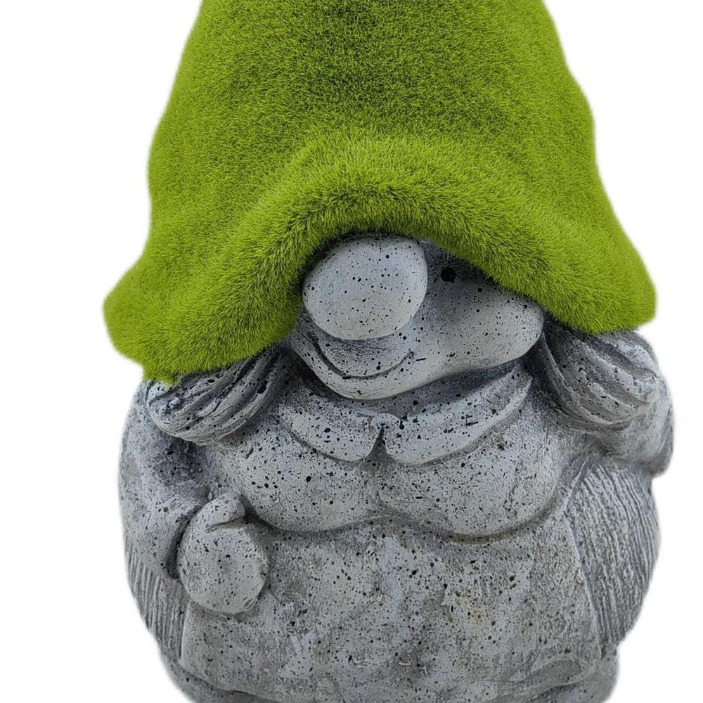 14" Gray And Green Polyresin Gnome Outdoor Statue HomeRoots