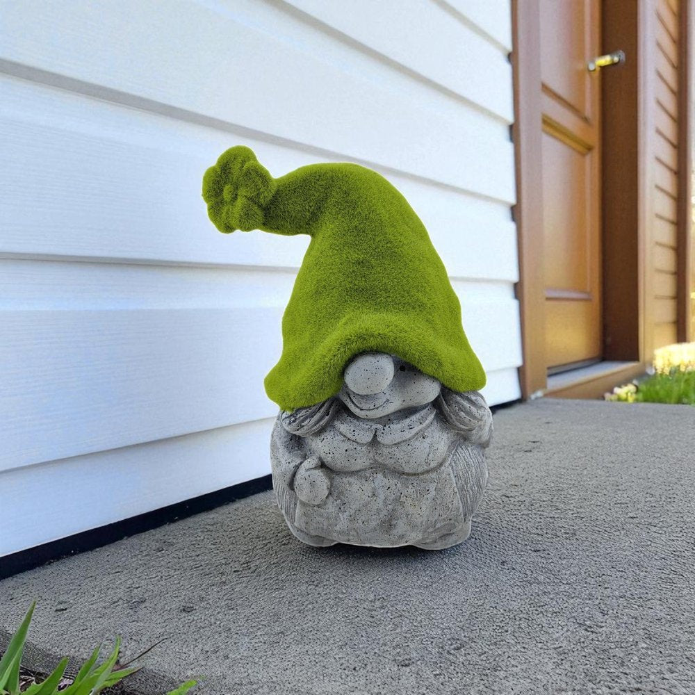 14" Gray And Green Polyresin Gnome Outdoor Statue HomeRoots