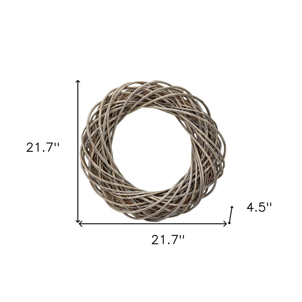 22" Natural Gray Willow Dried Wreath HomeRoots