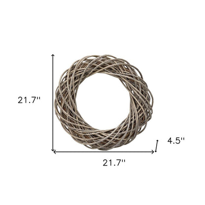 22" Natural Gray Willow Dried Wreath HomeRoots