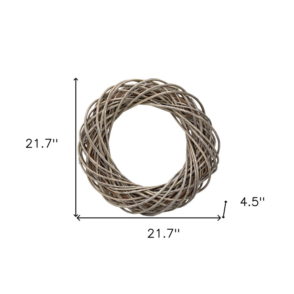 22" Natural Gray Willow Dried Wreath HomeRoots