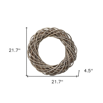 22" Natural Gray Willow Dried Wreath HomeRoots