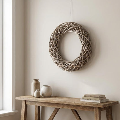 22" Natural Gray Willow Dried Wreath