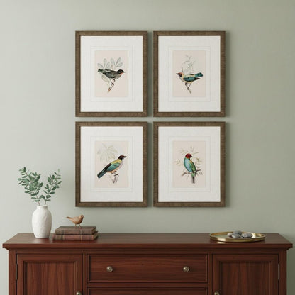 Set Of Four On Perch I Gold Framed Print Wall Art