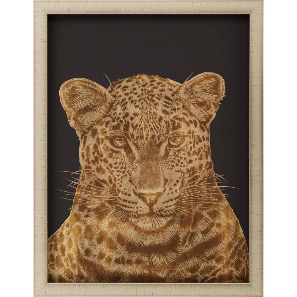 Leopard Portrait Gold Framed Print Wall Art — view 1