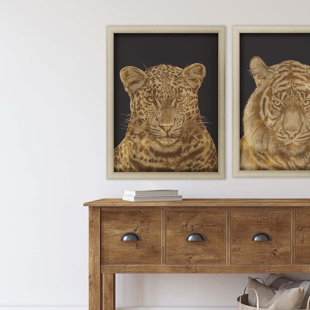 Leopard Portrait Gold Framed Print Wall Art — view 2