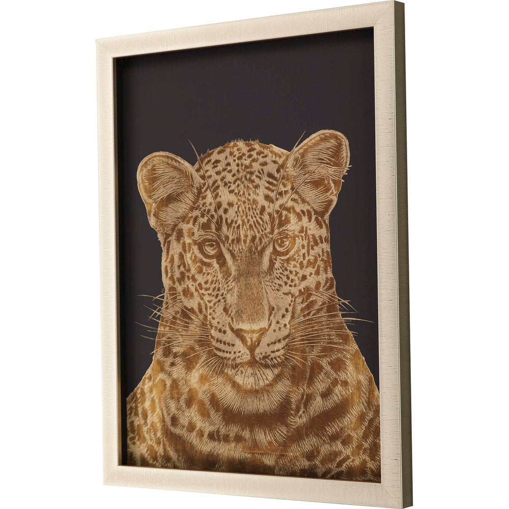 Leopard Portrait Gold Framed Print Wall Art