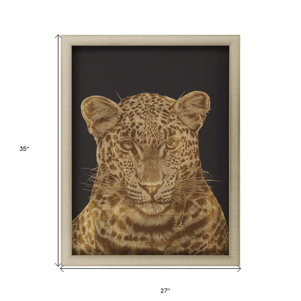 Leopard Portrait Gold Framed Print Wall Art — view 5