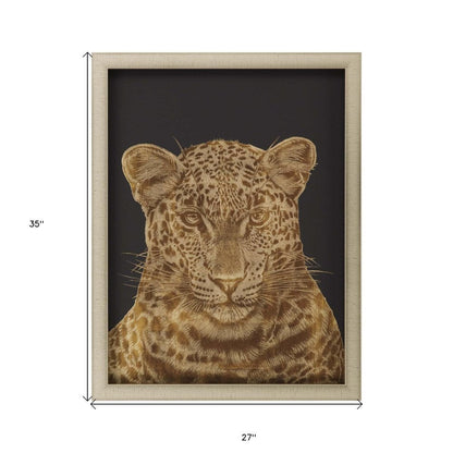 Leopard Portrait Gold Framed Print Wall Art