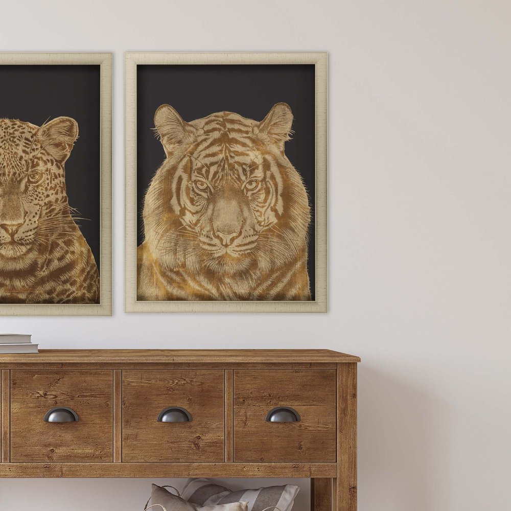 Wild Tiger Portrait Gold Framed Print Wall Art — view 2