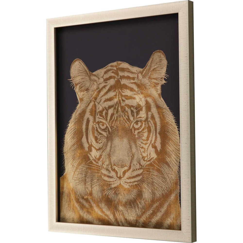 Wild Tiger Portrait Gold Framed Print Wall Art — view 3
