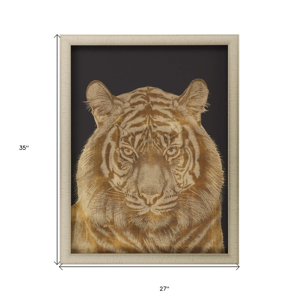 Wild Tiger Portrait Gold Framed Print Wall Art — view 5