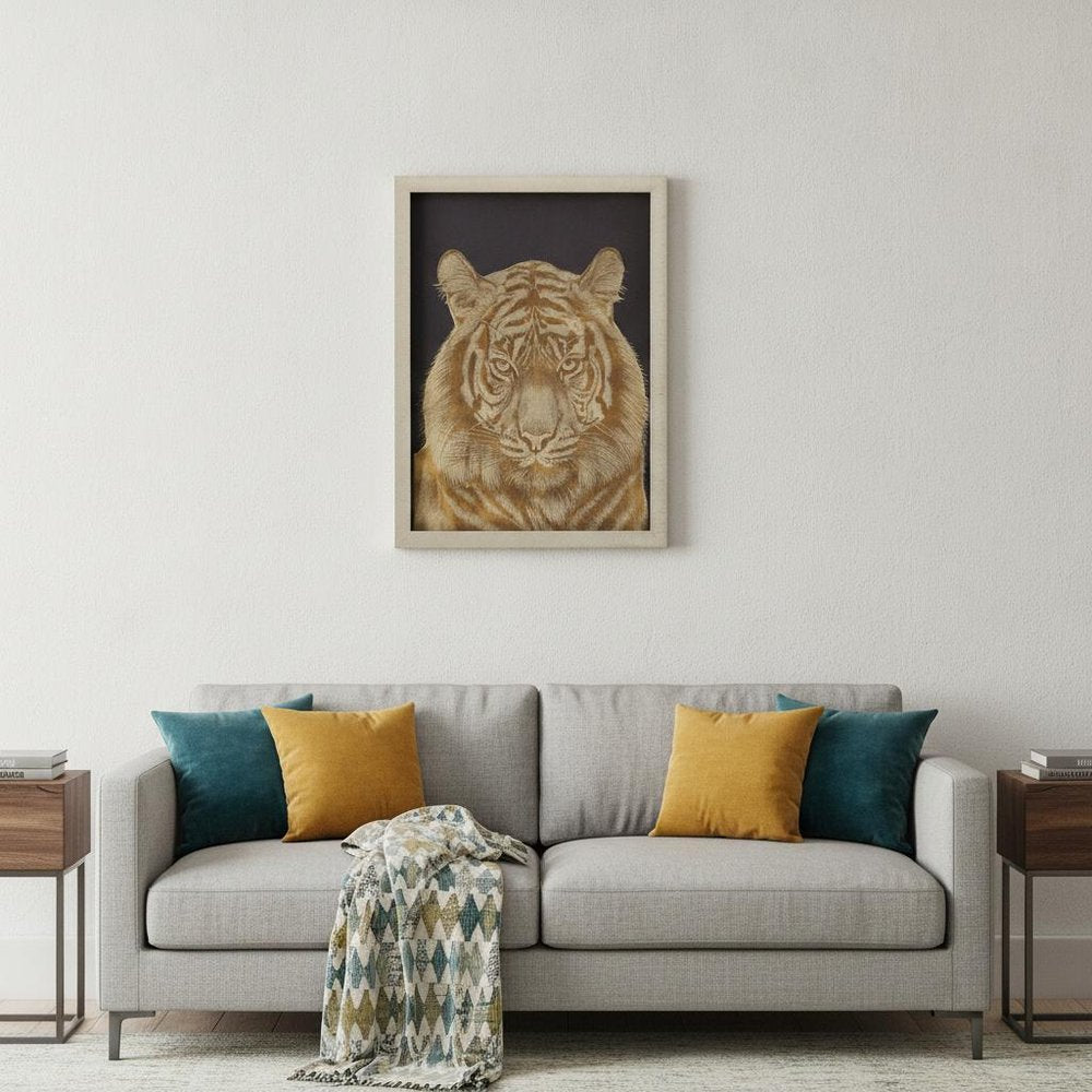 Wild Tiger Portrait Gold Framed Print Wall Art — view 6