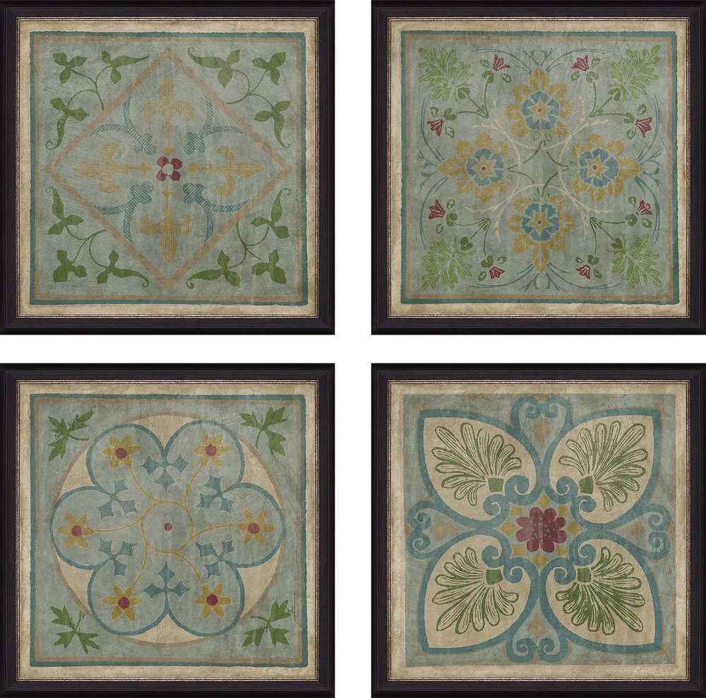 Set Of Four Verdigris Pattern Black Framed Print Wall Art — view 1