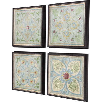 Set Of Four Verdigris Pattern Black Framed Print Wall Art