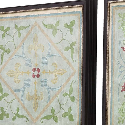 Set Of Four Verdigris Pattern Black Framed Print Wall Art