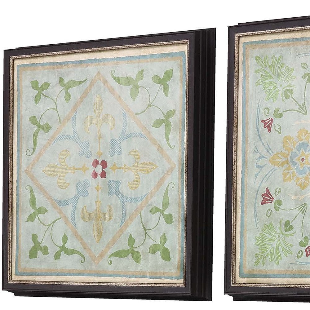 Set Of Four Verdigris Pattern Black Framed Print Wall Art — view 5