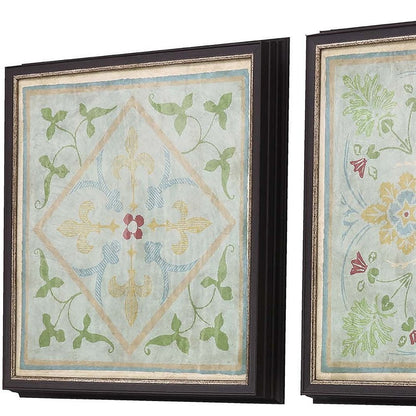 Set Of Four Verdigris Pattern Black Framed Print Wall Art