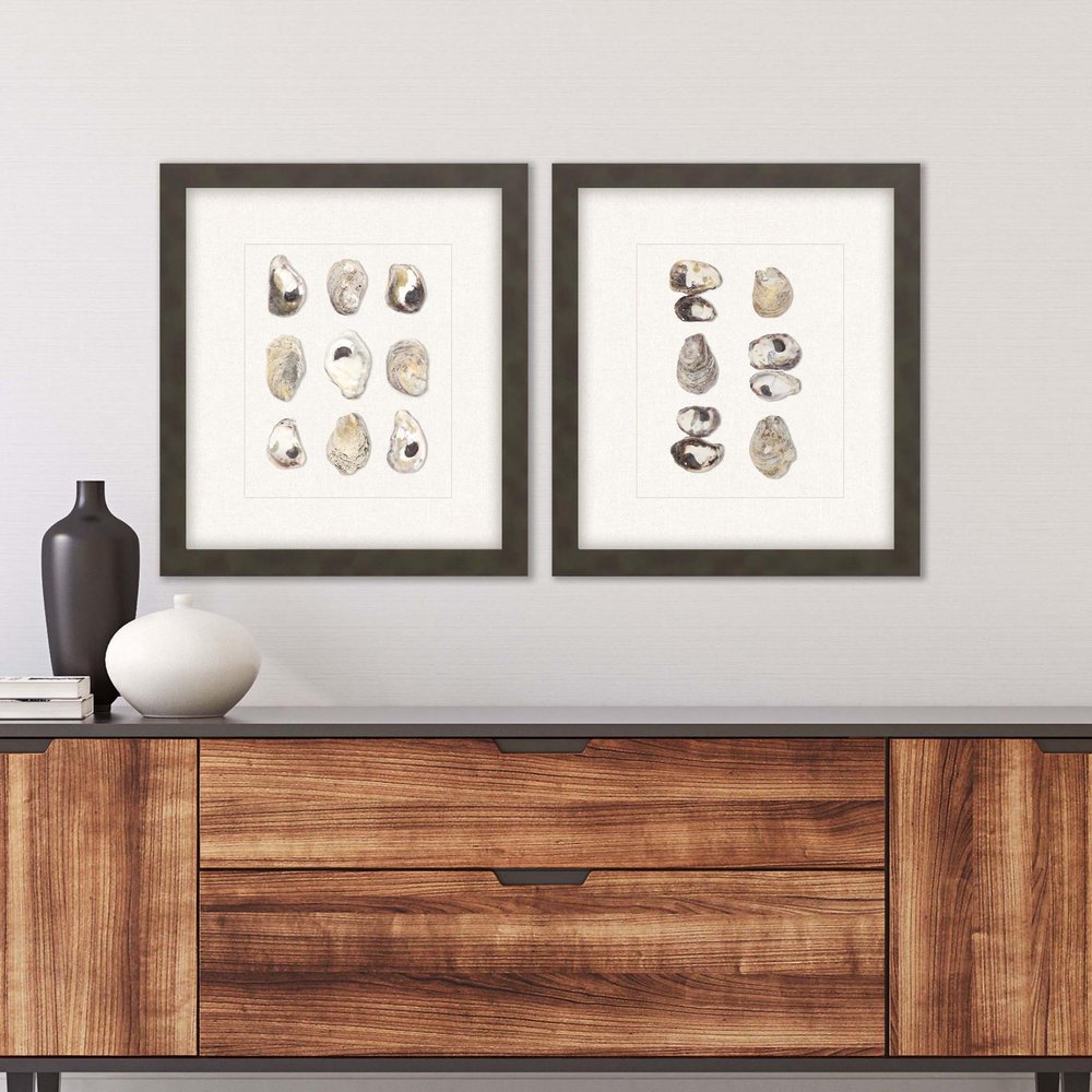 Set Of Two 18" x 16" Oyster Shell Brown Framed Wall Art — view 2