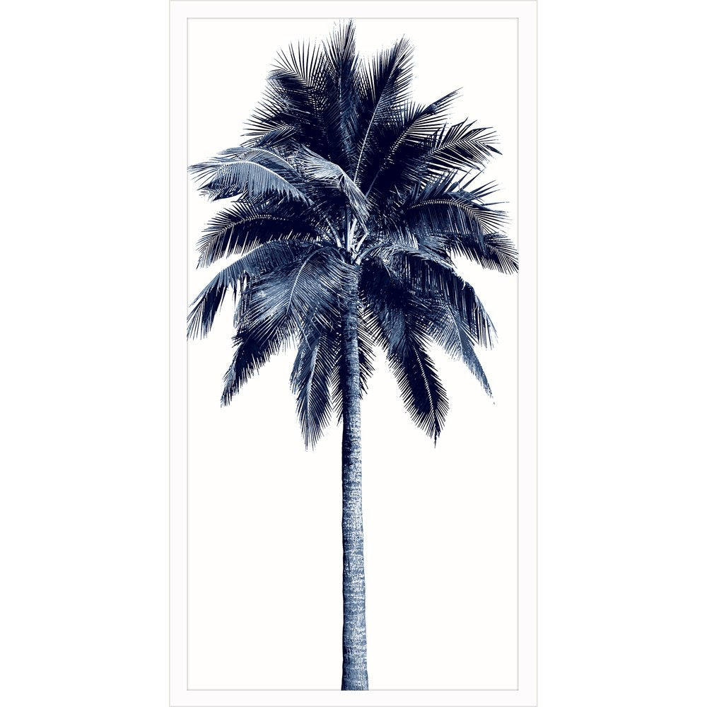 Palm Tree Blue I White Framed Print Wall Art