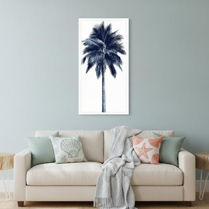 Palm Tree Blue I White Framed Print Wall Art