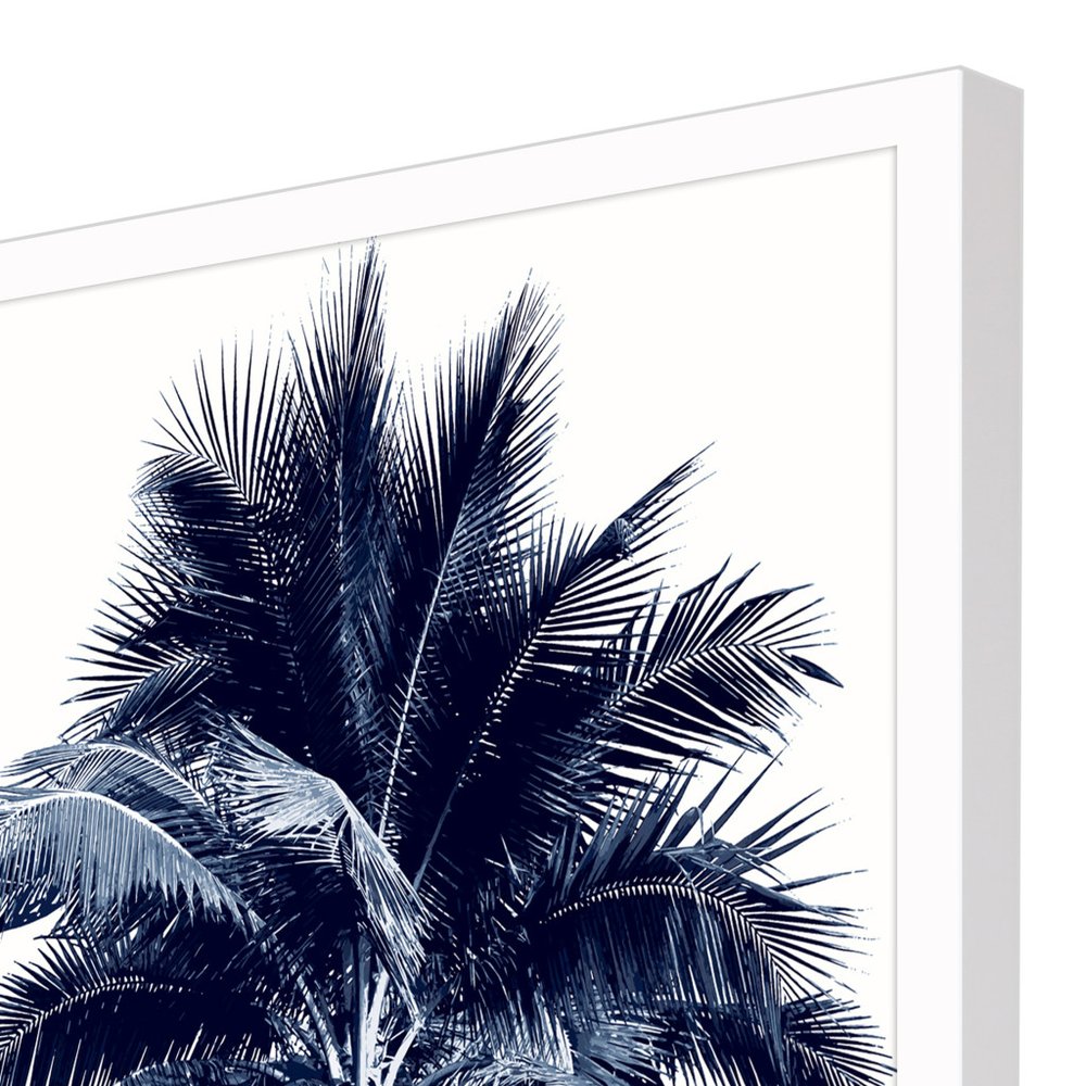Palm Tree Blue I White Framed Print Wall Art — view 3