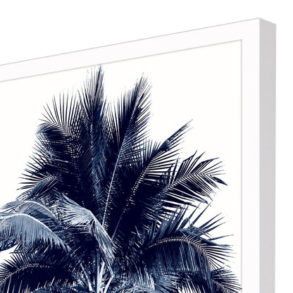 Palm Tree Blue I White Framed Print Wall Art