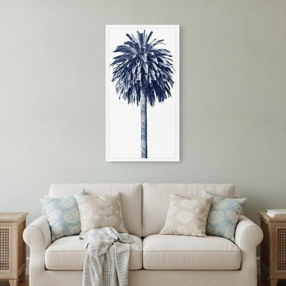 Palm Tree Blue II White Framed Print Wall Art