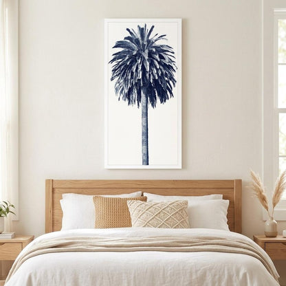 Palm Tree Blue II White Framed Print Wall Art