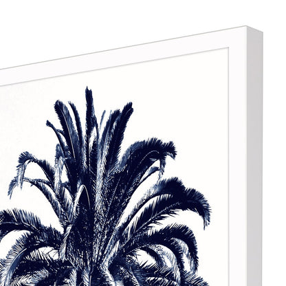 Palm Tree Blue III White Framed Print Wall Art