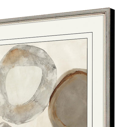 Set Of Two Beige Rings Silver Framed Print Wall Art