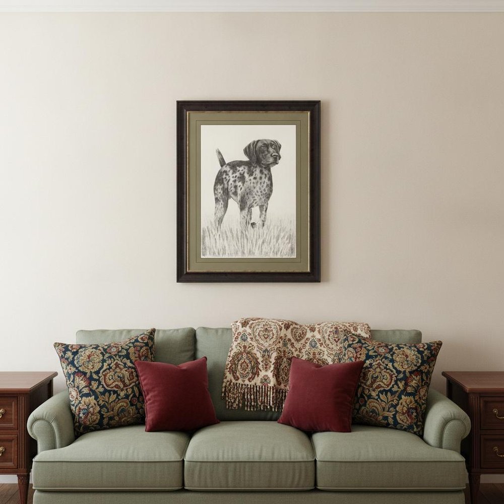 Canine Gaze Brown Framed Print Wall Art