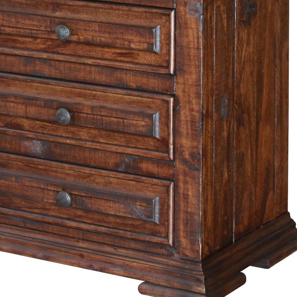 32" Brown Solid Wood Three Drawer Nightstand HomeRoots