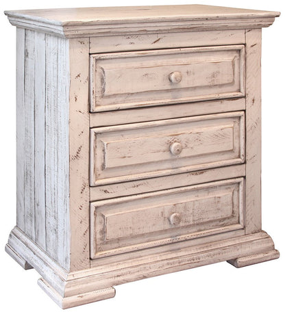 32" White Solid Wood Three Drawer Nightstand HomeRoots