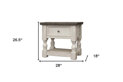 27" Ivory Solid Wood One Drawer Nightstand HomeRoots