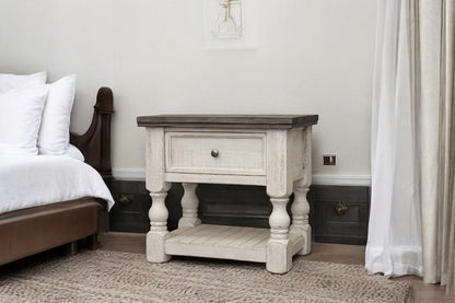 27" Ivory Solid Wood One Drawer Nightstand HomeRoots