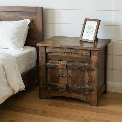 27" Brown Solid Wood One Drawer Nightstand HomeRoots
