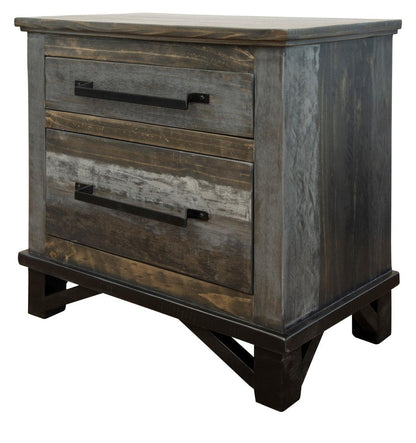 27" Brown Solid Wood Two Drawer Nightstand HomeRoots