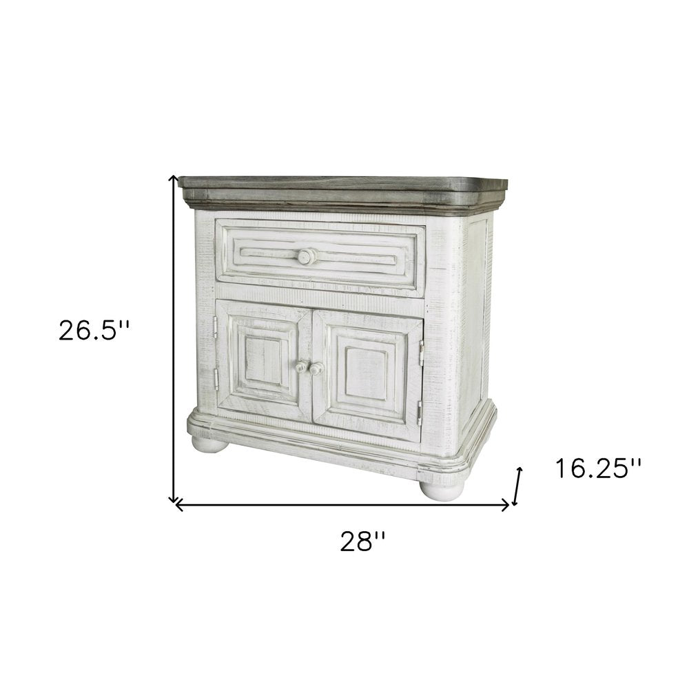 27" Ivory Solid Wood One Drawer Nightstand HomeRoots