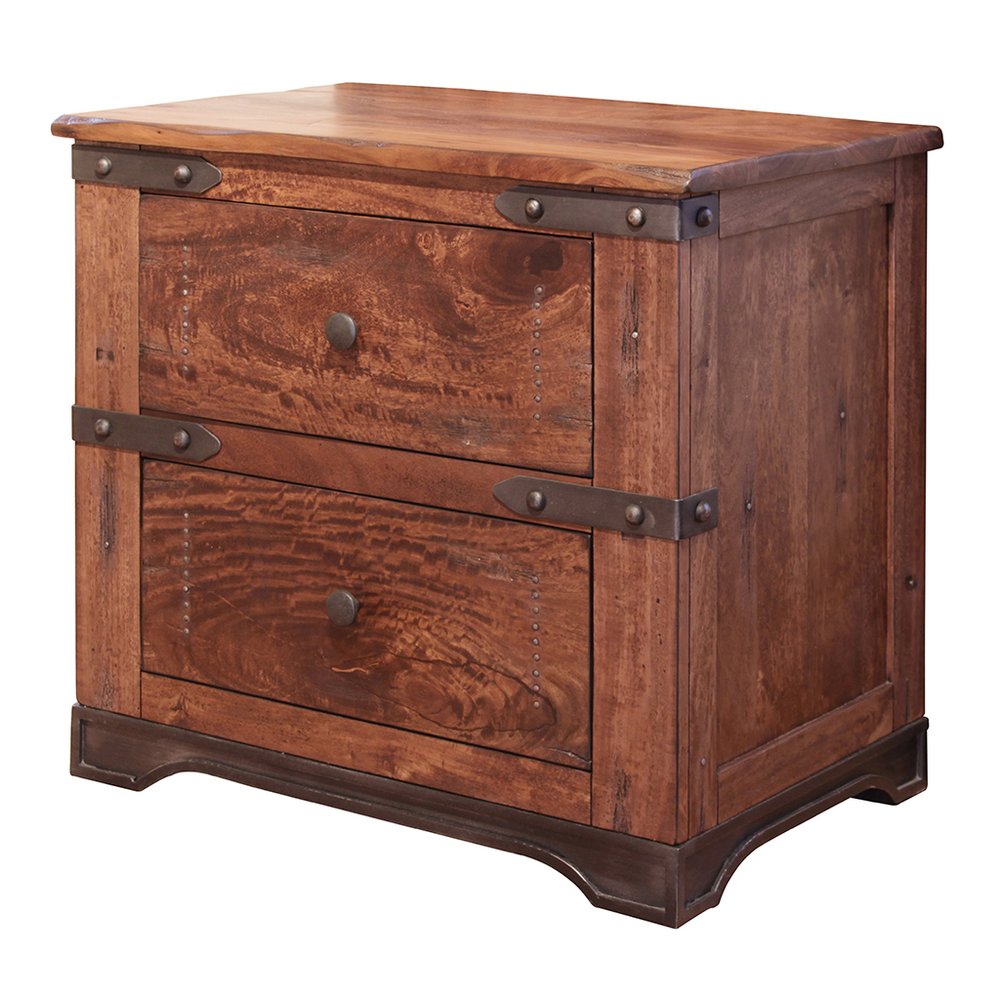 29" Wood Brown Two Drawer Nightstand HomeRoots