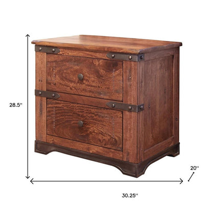 29" Wood Brown Two Drawer Nightstand HomeRoots